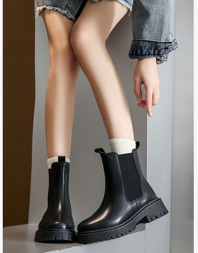 Thick Soled Martin For Women's Autumn 2024 New Hiking Boots Elevated Casual Boots Trend_voghion.com