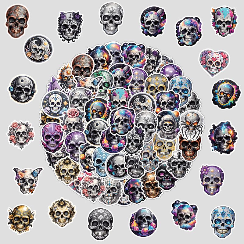 Adesivos 50 Adesivos de Grafite de Caveira de Halloween Estilo Nórdico Copo de Água Bagagem Skate Adesivos Decorativos À Prova D'água_voghion.com