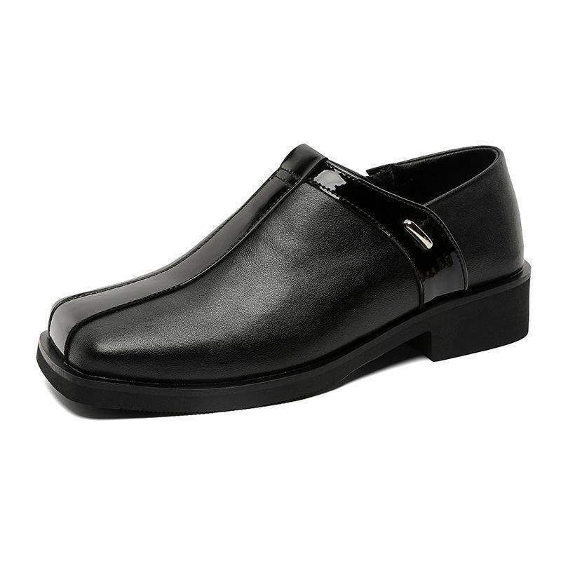 Chaussures pour hommes Voyage Slip-On à semelle épaisse, collection 2025, Derby en cuir, style business casual, bout carré, élégantes et rehaussantes._voghion.com