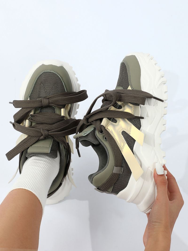 Trendy thick soles increased height, with breathable mesh surface, comfortable casual sports shoes, fashionable_voghion.com