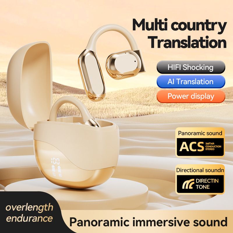 m622025 New Wireless Ear-hook Bluetooth Air Bone Conduction Long Battery Life AI Translation Headset_voghion.com