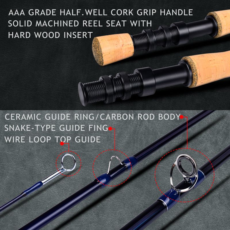 Lightweight Four Sections 9 Feet 3.3m Wt 8wt Carbon Stream Fly Fishing Rod_voghion.com