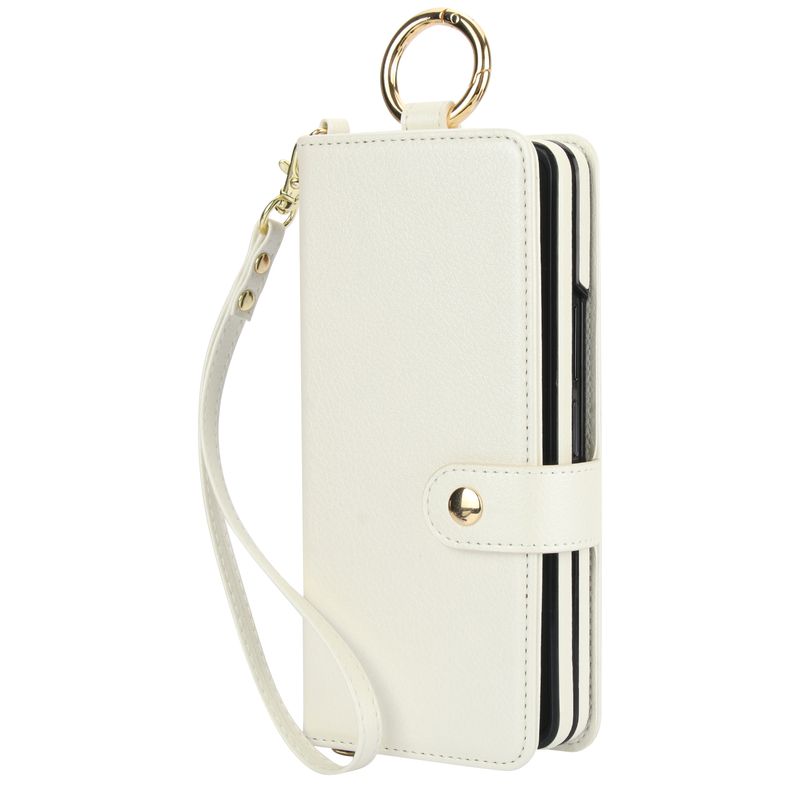 Custodia in pelle pieghevole per Samsung Galaxy Z Fold 6, 5, 4, 3, con tracolla, cordino da polso e supporto, con slot per S Pen_voghion.com