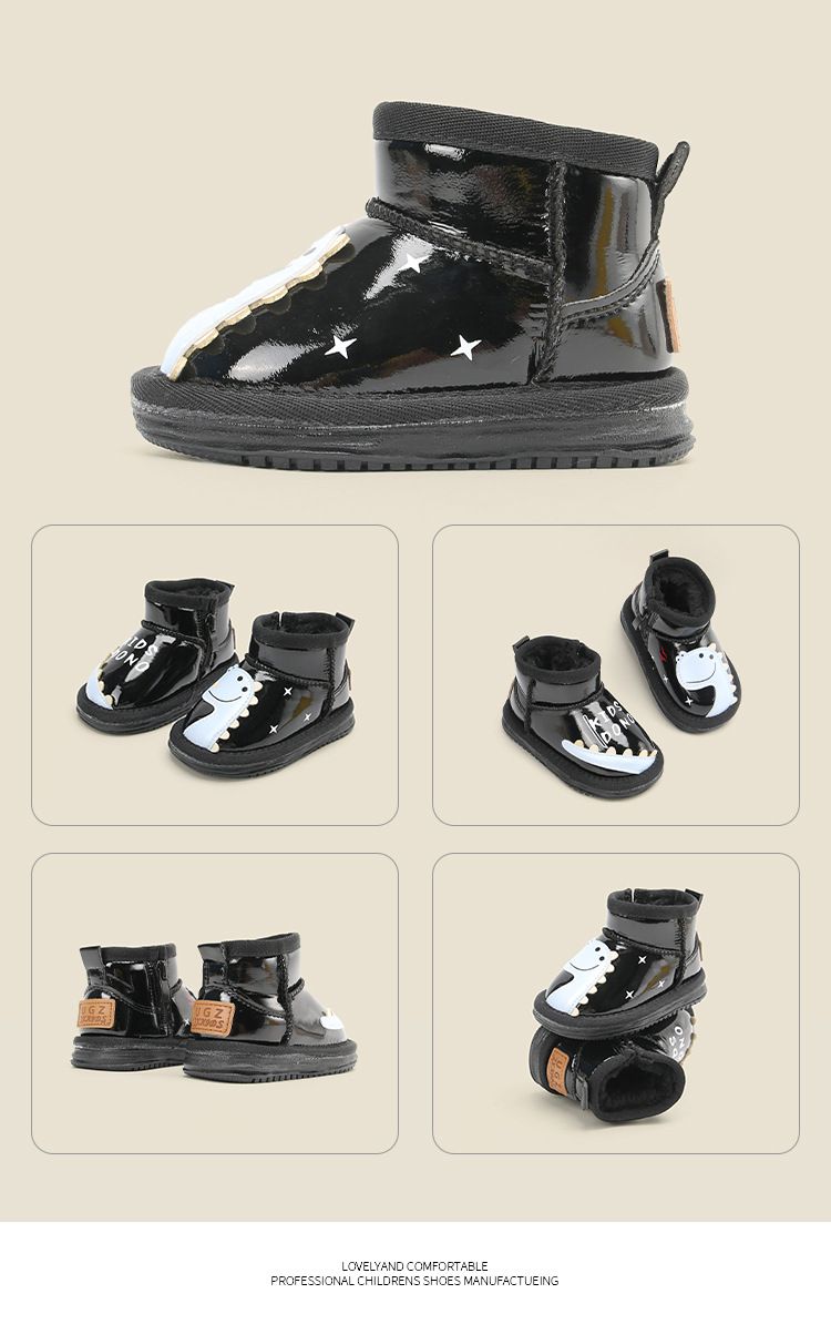 Botas de nieve de dibujos animados para niños, zapatos para bebés, zapatos de algodón de terciopelo para invierno, zapatos para niñas, botas cortas para niños_voghion.com