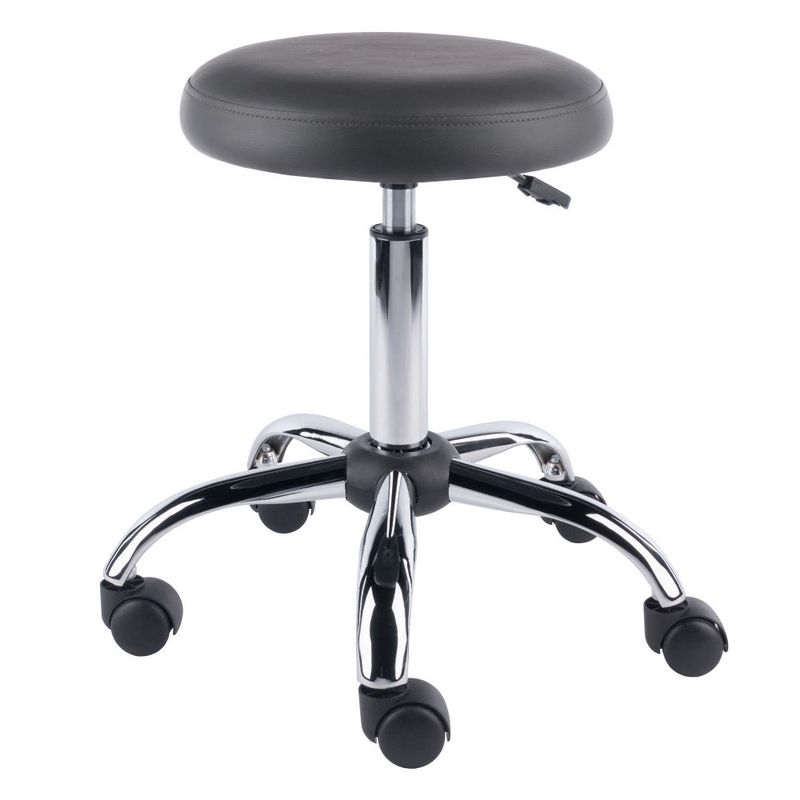 Clyde Adjustable Cushion Seat Swivel Stool; Charcoal and Chrome_voghion.com