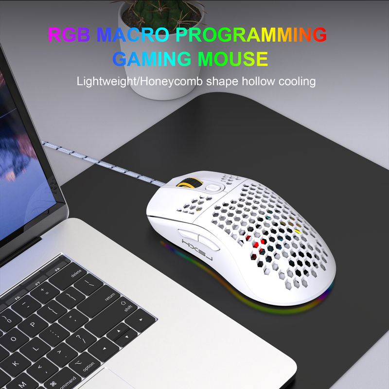 New hollow hole design, lightweight wired gaming mouse, macro programmable, 8000 dpi adjustable_voghion.com