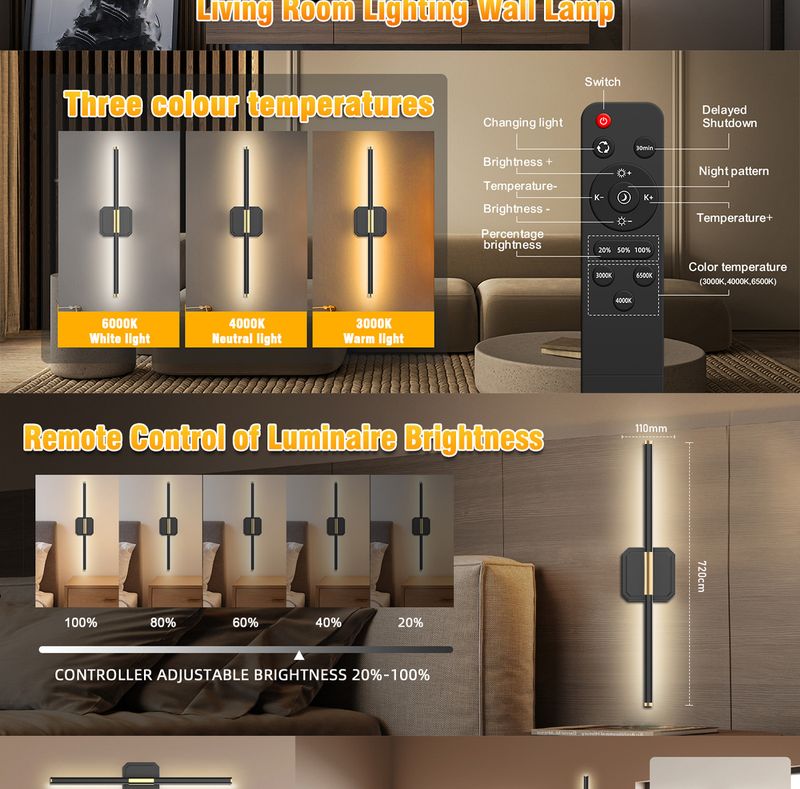 Aplique de pared de doble cabezal: lámpara de lectura magnética desmontable con LED regulable y carga USB, diseño de enchufe inalámbrico para dormitorio o estudio._voghion.com
