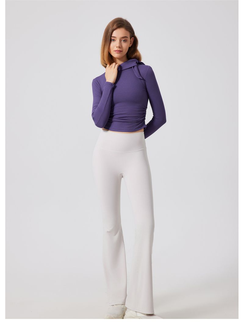 Maglia da yoga a collo alto a coste autunno-inverno, maglia sportiva aderente a maniche lunghe da donna, maglietta da corsa, allenamento e_voghion.com