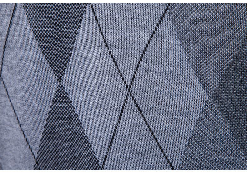 Herrenbekleidung, V-Ausschnitt, Jacquard, Slim Fit, V-Ausschnitt, Jacquard-Strickpullover für Herren – leichtes, ärmelloses Pullover-Oberteil (Grau, Marineblau, Weinrot)_voghion.com