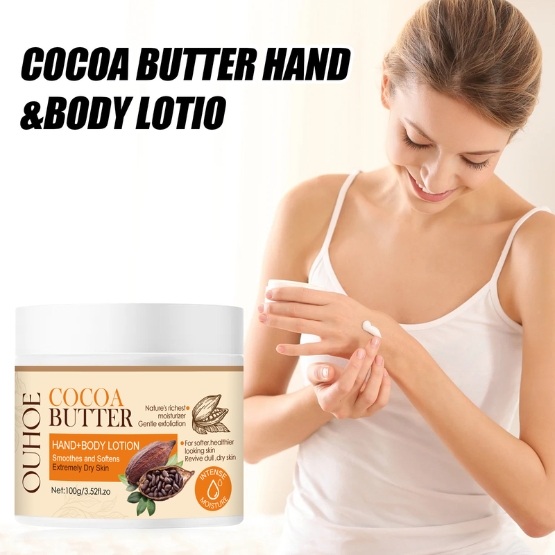 Aufhellende Körperlotion, entfernt Melanin, hellt dunkle Flecken auf, Anti-Aging, glättet, macht weich, spendet Feuchtigkeit, erhellt die Haut, Kakaobuttercreme_voghion.com