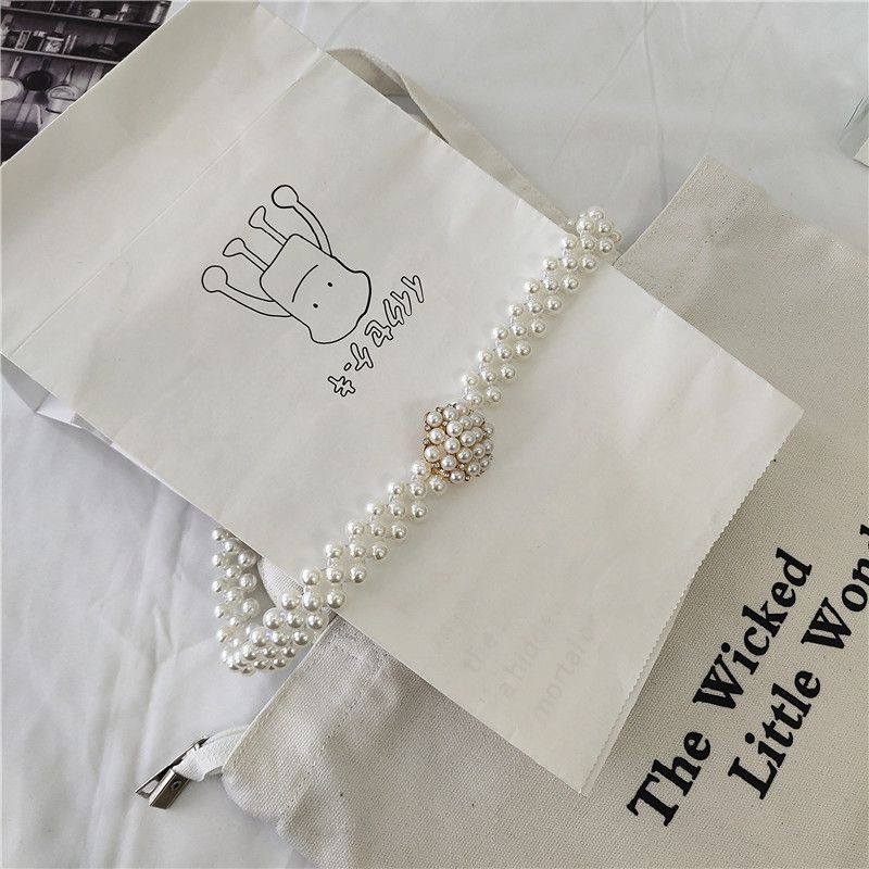 Cintura decorativa per donna, sottile, alla moda coreana, con catena in vita con perline, per abito estivo, semplice, versatile, elastica_voghion.com