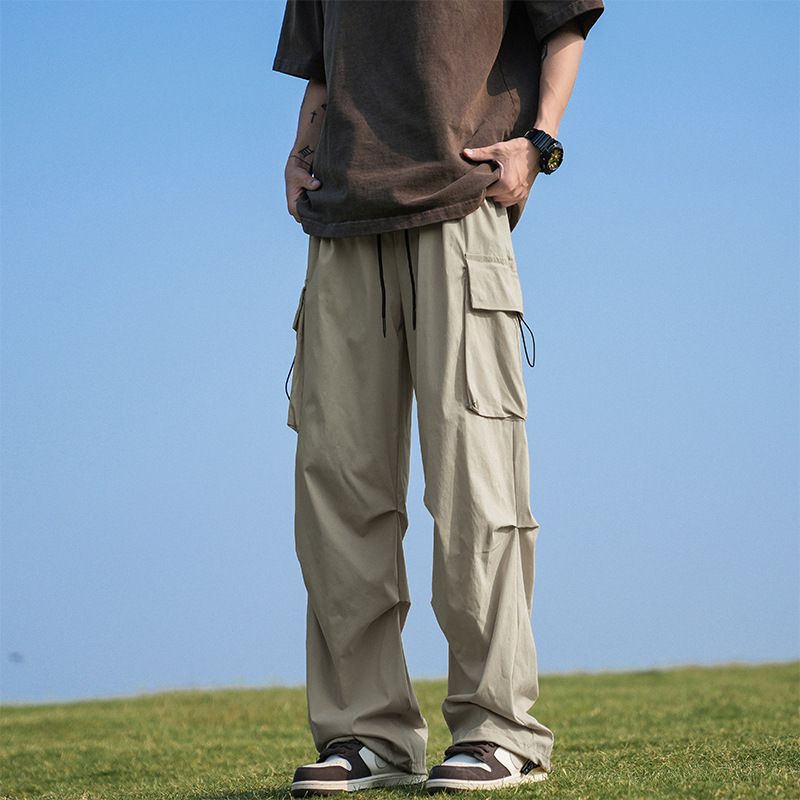Pantaloni cargo militari da uomo, larghi, casual, da jogging, con coulisse in vita, comodi, da indossare all'aperto e in escursionismo_voghion.com