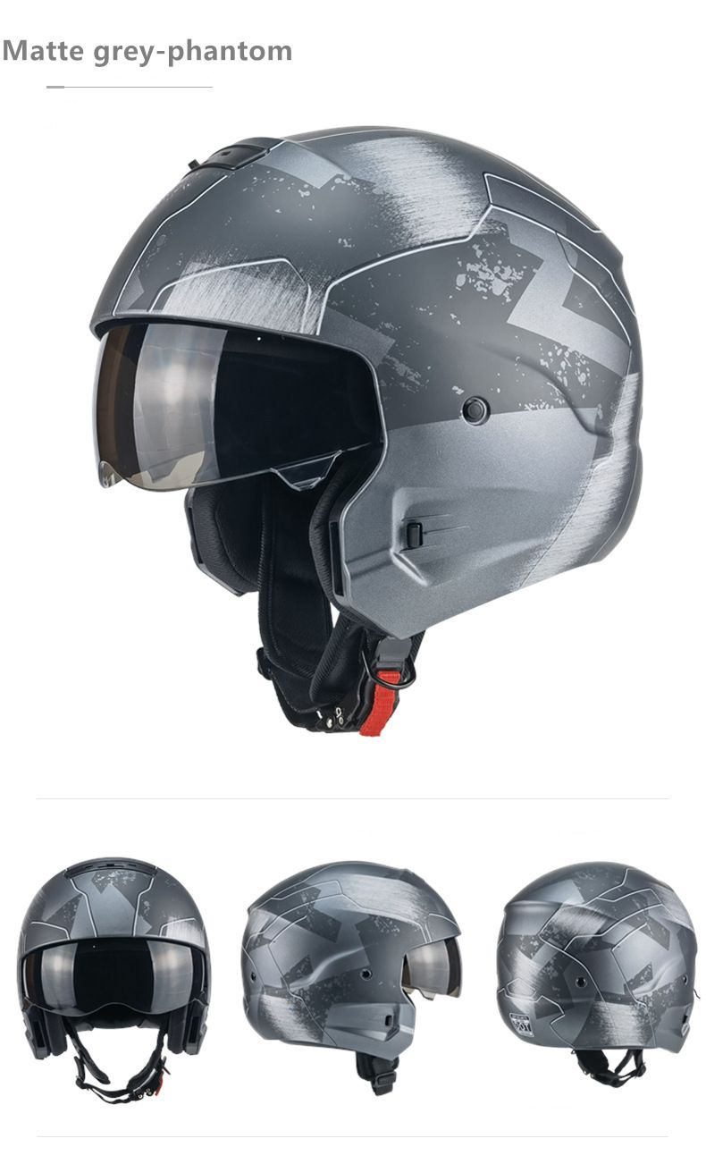 Samurai Black Scorpion Herr Kombinationshelhjälm Four Seasons Mech Battle Damage_voghion.com