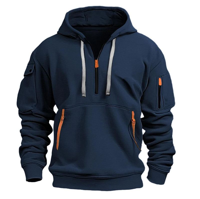 Neuer Herbst-Winter-Hoodie, Kapuzenpullover mit Reißverschluss, Pullover mit mehreren Taschen, Sport- und Freizeitjacke für Herren_voghion.com