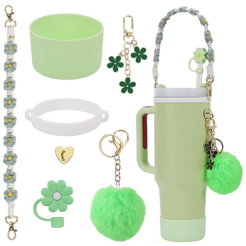 Convient pour les housses de tasse à eau isolées en silicone, les pendentifs en forme de boule de fleur et de corde à main_voghion.com