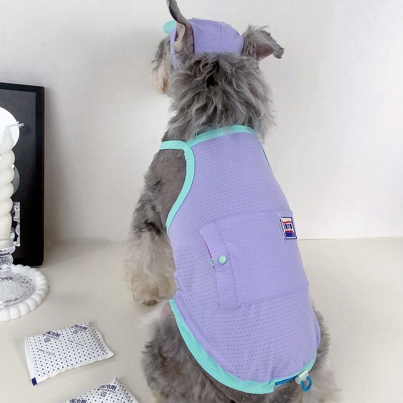 Haustier-Sonnenschutzkleidung, Hundekühlhemd, Sommer, dünn, atmungsaktiv, für kleine und mittelgroße Hunde, mit Eisbeutel_voghion.com
