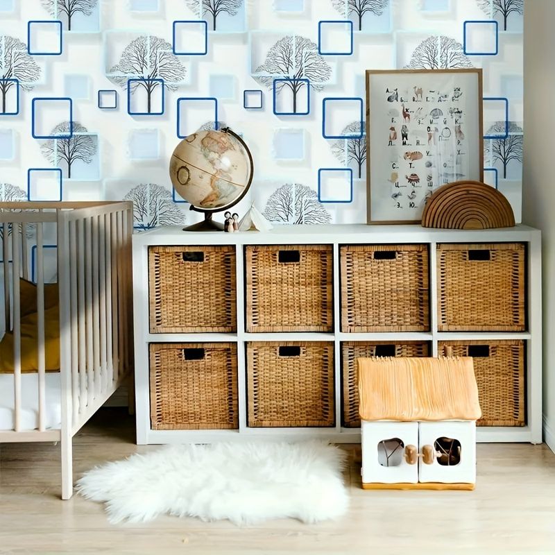 Roze geruite boom decoratieve muurstickers voor aan het bed, kinderkamerdecoratie, zelfklevend_voghion.com