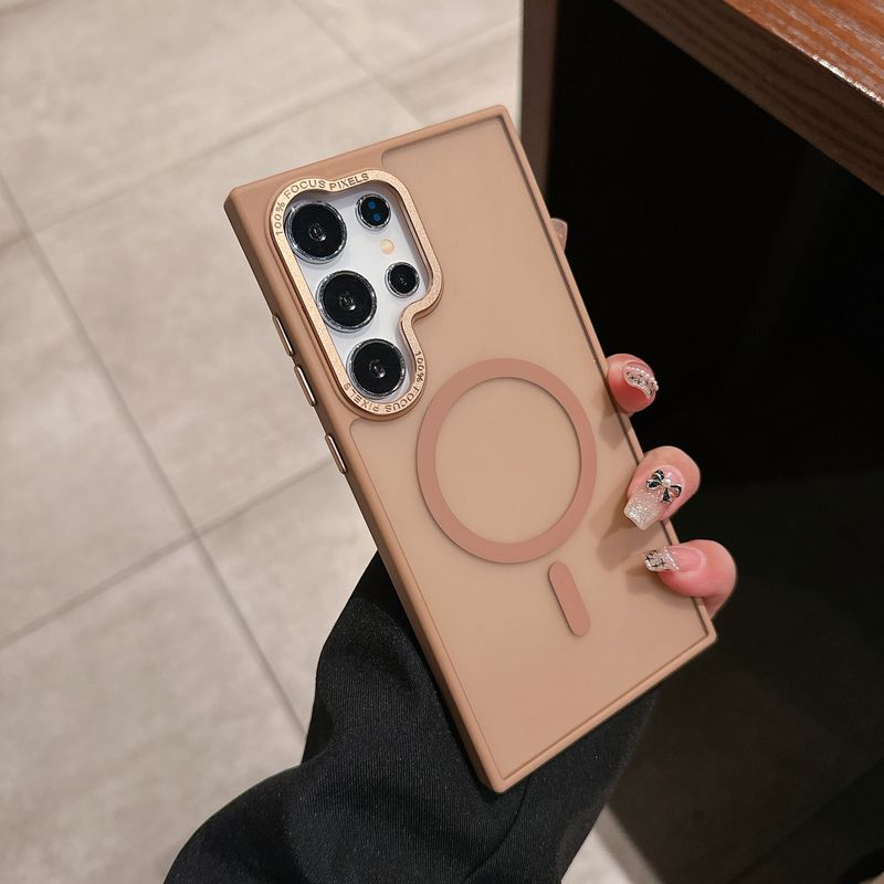 Custodia paraurti ibrida satinata per Samsung Galaxy S25, S24 FE, S23 Plus Ultra, ricarica wireless magnetica traslucida_voghion.com