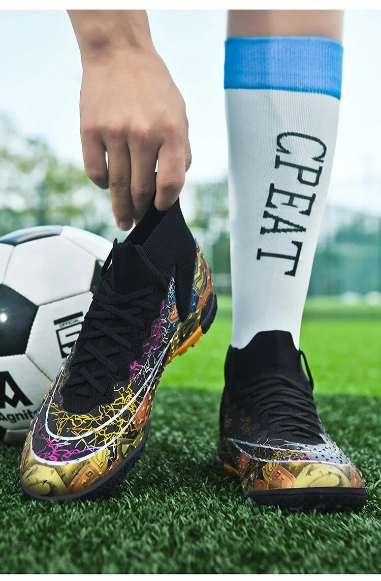 Scarpe da calcio per bambini TF/AG Scarpe da calcio da uomo Tacchetti per bambini Training Scarpe da ginnastica basse con prateria alta alla caviglia Taglia 33-46_voghion.com