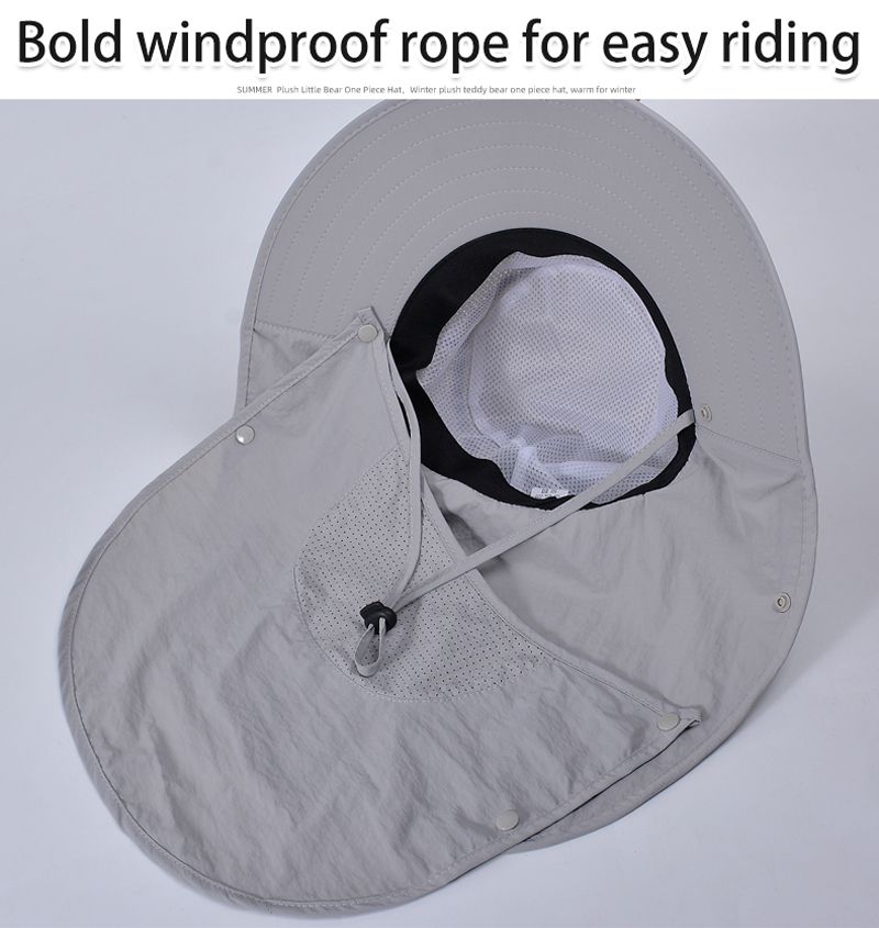 Moda Xioguan 100% poliestere 4 primavera/estate maschera da pescatore all'aperto, cappello di protezione, cappello da sole a scialle a tesa larga_voghion.com