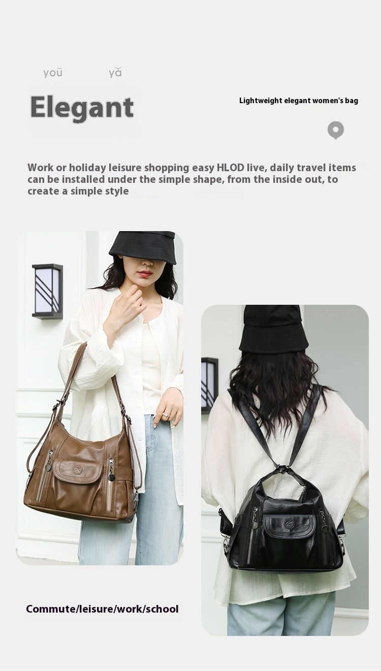 New Shoulder Bag Women's Bag Trendy And Versatile Simple And Fashionable Korean Version Large Capacity Handbag Backpack_voghion.com