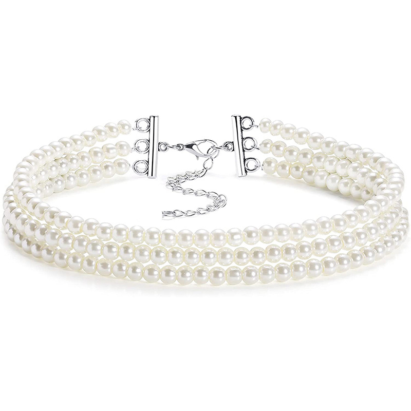 Modischer Schmuck im böhmischen Stil, mehrschichtig mit drei und fünf Schichten kleiner Perlenkette_voghion.com