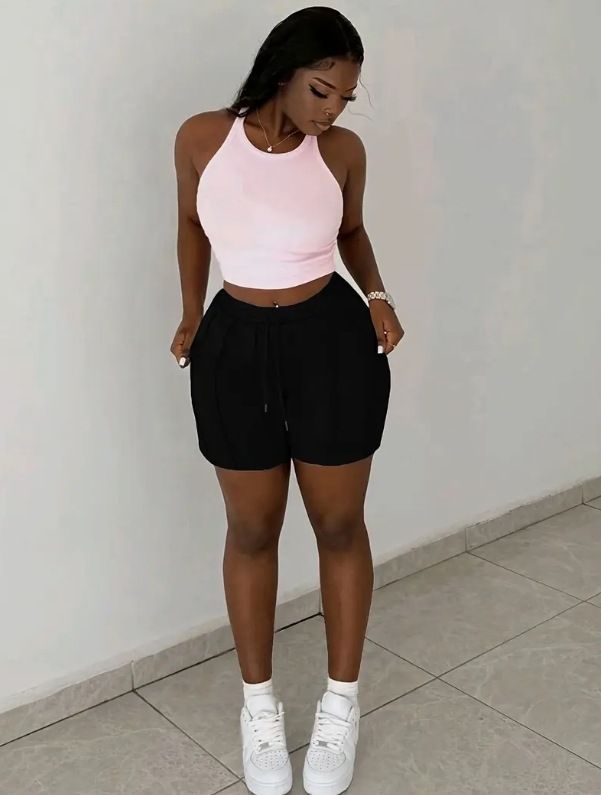 Vêtements pour femmes, loisirs d'été, sports, shorts à plis cure-dents sur le devant, pantalons de cyclisme, pantalons de sport, shorts gris clair_voghion.com