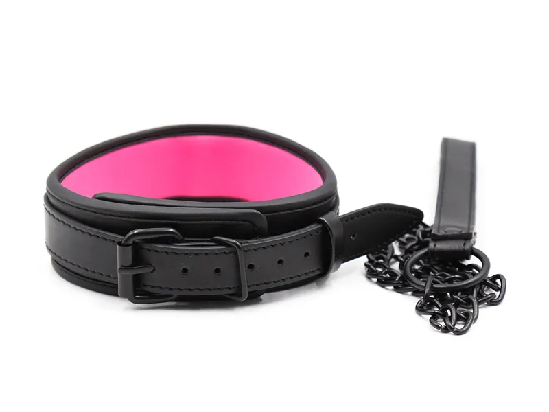 Bondage Bdsm apykaklė, odinė ir geležinė grandinės jungtis bdsm vergiški sekso žaislai poroms suaugusiems suvaržymai 230824_voghion.com