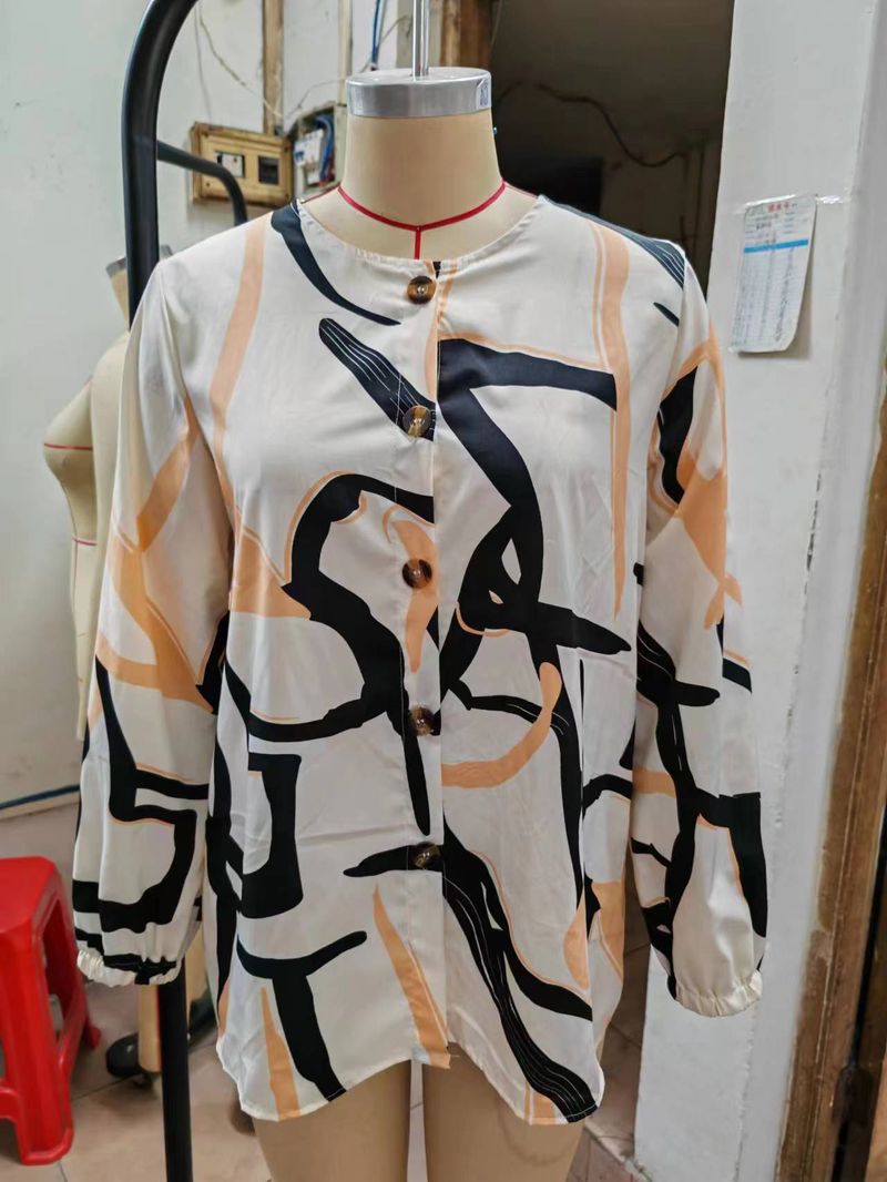 2025 Dames Lente Herfst Puff Lange Mouwen Stijlvolle Print Losse Casual Knoop Blouses Dames Feest Werk Tops Moslim Hijab Blusas_voghion.com