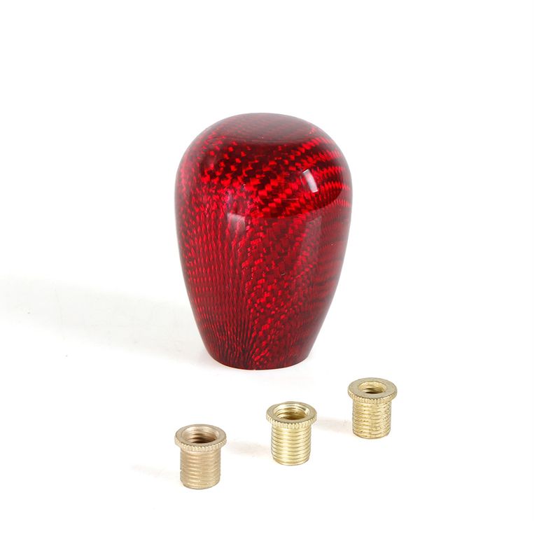 Universele ovale auto handmatige koolstofvezel versnellingspook met adapter versnellingspookkop versnellingspookknop JDM-stijl SFN105_voghion.com