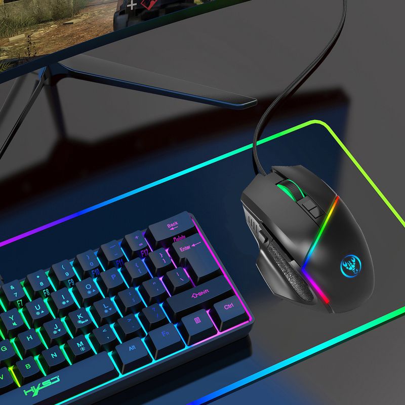 New A876RGB wired gaming mouse 12800dpi adjustable ABS material 8D macro programming matte_voghion.com