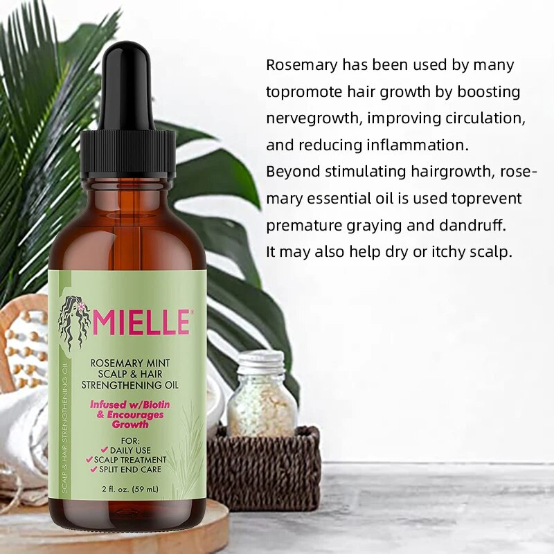 Ätherisches Haarwachstumsöl, Rosmarin-Minze, haarstärkendes Öl, pflegende Behandlung für trockenes Haar, 100 % reines ätherisches Haar_voghion.com