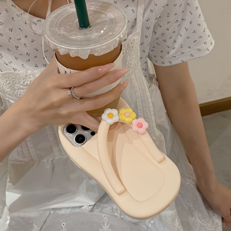 Novel Summer Flower Slipper Shape Mobile Phone Case for 12 13 14 15 promax_voghion.com