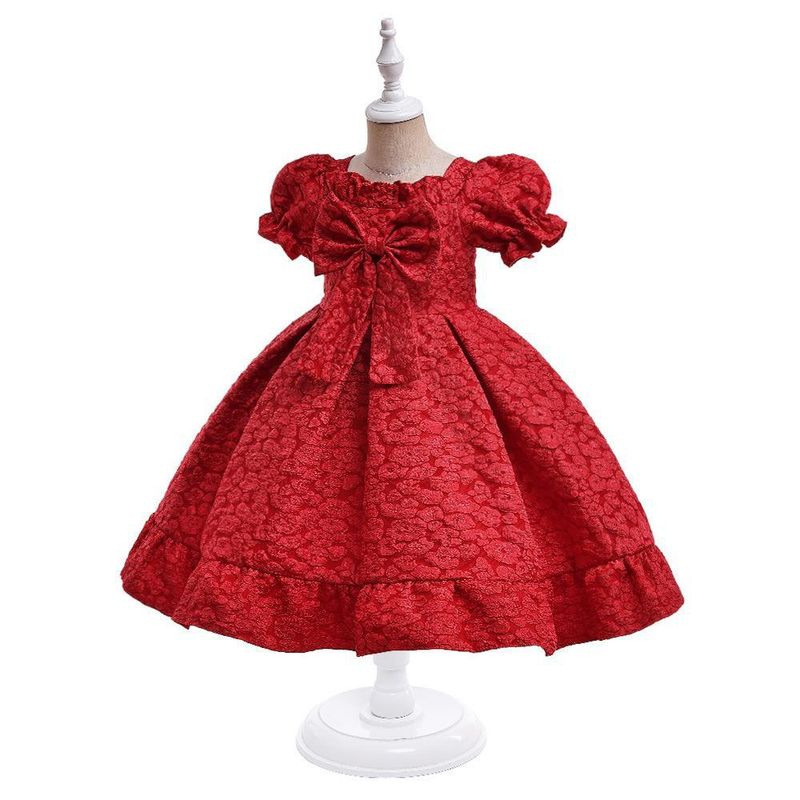 Vêtements pour bébés filles, style Royal, robe de princesse à manches bouffantes avec grand nœud, pour fête d'enfants_voghion.com