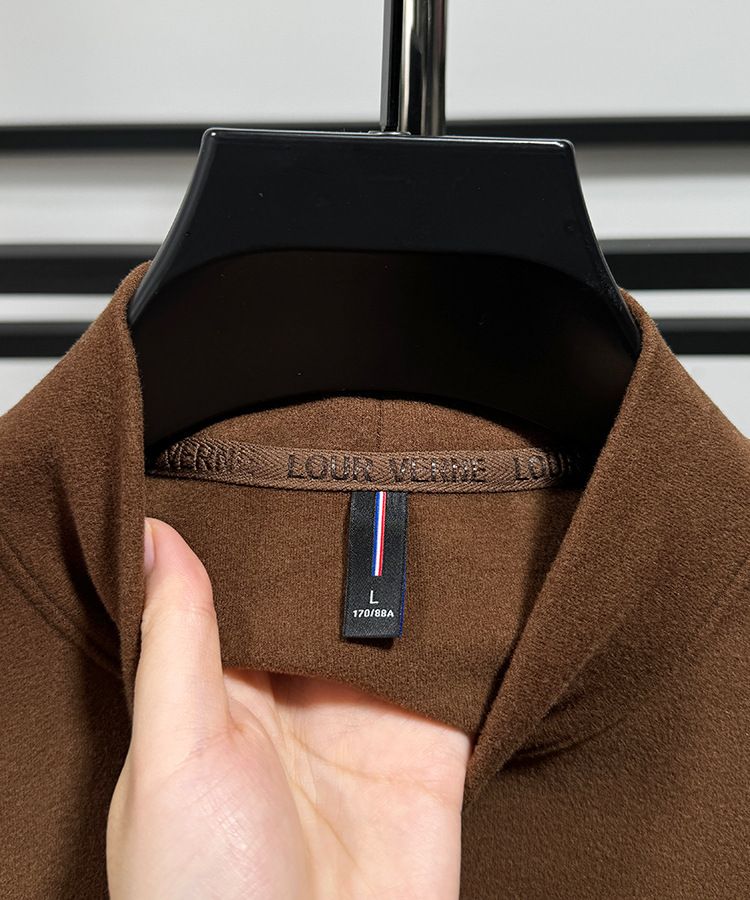 Premium Double-Layer Fleece Sweatshirt For Men – Slim-Fit Thermal Base Layer With Brushed Micro Velvet Interior, Semi-Turtleneck Winter Pullover_voghion.com