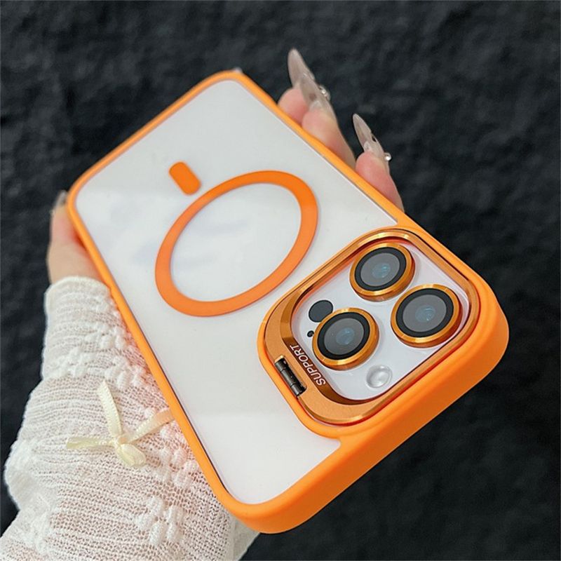 Grezns magnētisks triecienizturīgs telefona maciņš iPhone 16 15 14 13 12 11 Pro Max 16 Plus Funda Stand stikla lēcas aizsardzībai melns pārsegs_voghion.com