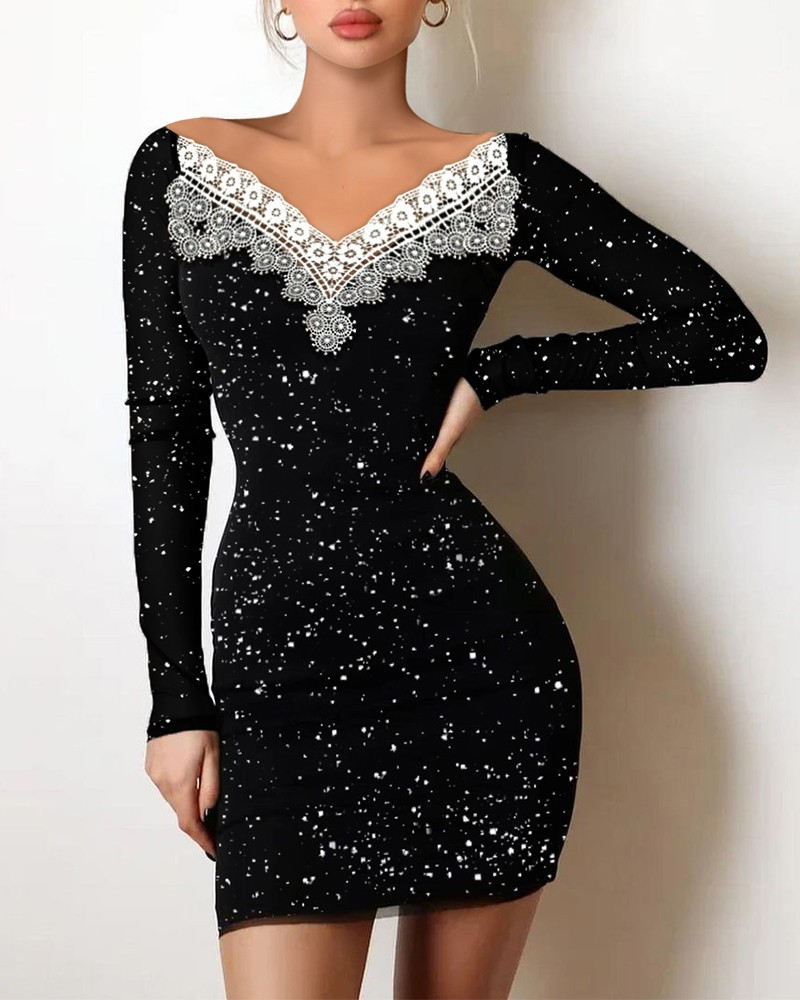 Women's Clothing Body Fitting Silver Shoulder Bag Hip Black Dress Evening Dress_voghion.com