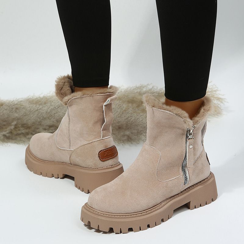 Cross-Border Plus Size Snow For Women 2023 New Mid-Calf Fleece-Lined Warm Cotton Shoes Sheepskin Winter Boots_voghion.com