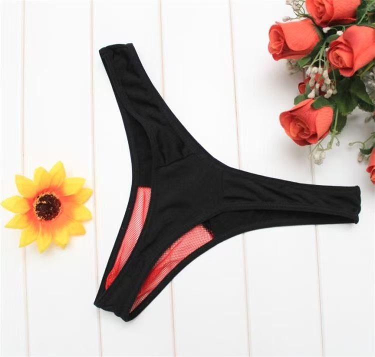 luckyqqyp Color Block Youth Mesh Temptation Men's Underwear JJ Exposed Sexy Thong U Convex Pouch T-Pants_voghion.com