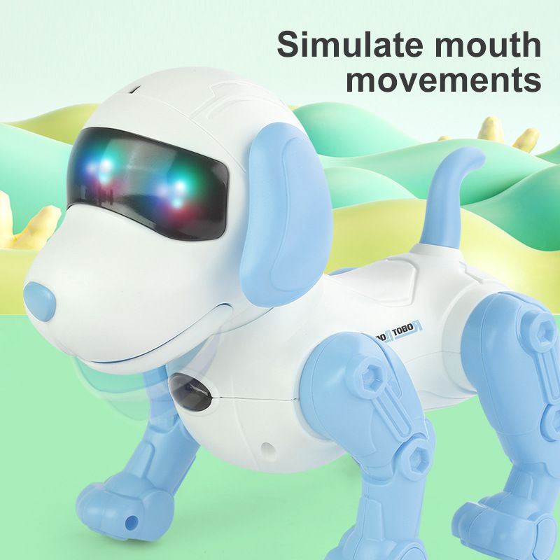Křížový zrcadlový chodící robot s dálkovým ovládáním, elektrický pes, napodobuje řeč, zpěv, samec a samice, puzzle hračky_voghion.com