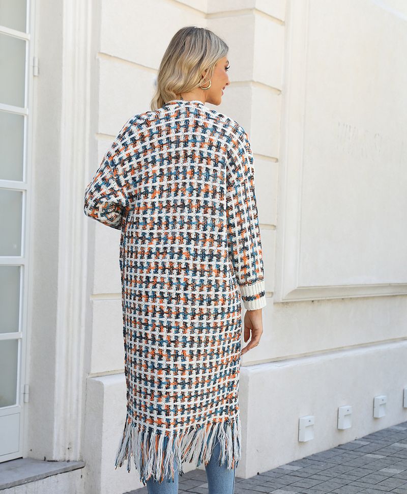 K New Plus Size Long Cardigan With Tassels; Women's Hot Style._voghion.com
