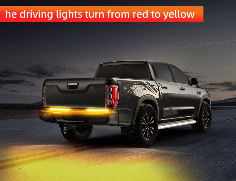 fanale posteriore per auto a spina di pesce, fanale posteriore per pick-up, LED, alta luminosità, bicolore, cintura, scansione, doppio flash, avviso di coda_voghion.com