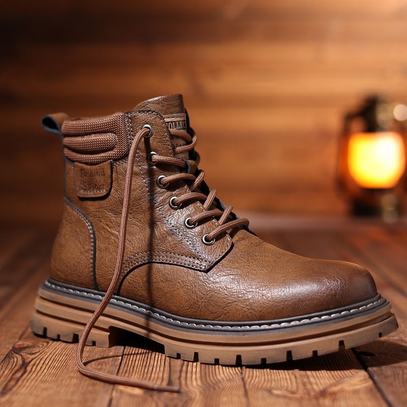 Stiefel, High-Top-Stiefel, Arbeitsstiefel für Herren, Retro-Motorradstiefel, Oxford-Stiefel im britischen Stil mit polierter Sohle_voghion.com