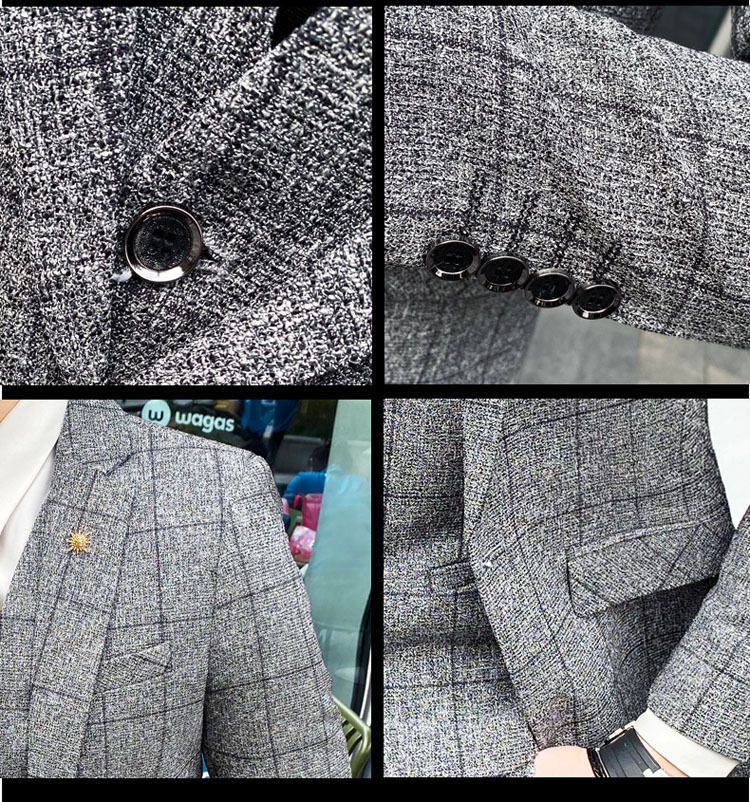 Ropa para hombre, traje a cuadros para hombre, traje de tres piezas, nuevo traje de negocios de moda ajustado para jóvenes de otoño_voghion.com