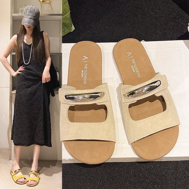 Women's Flat Sandals 2025 New Multifunctional Single Strap Beach Vacation Shoes_voghion.com