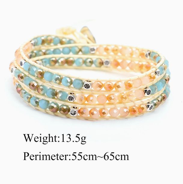 Neues mehrschichtiges, gewickeltes, kreatives, handgefertigtes, gewebtes, facettiertes, geflochtenes, buntes, galvanisiertes Perlenarmband_voghion.com