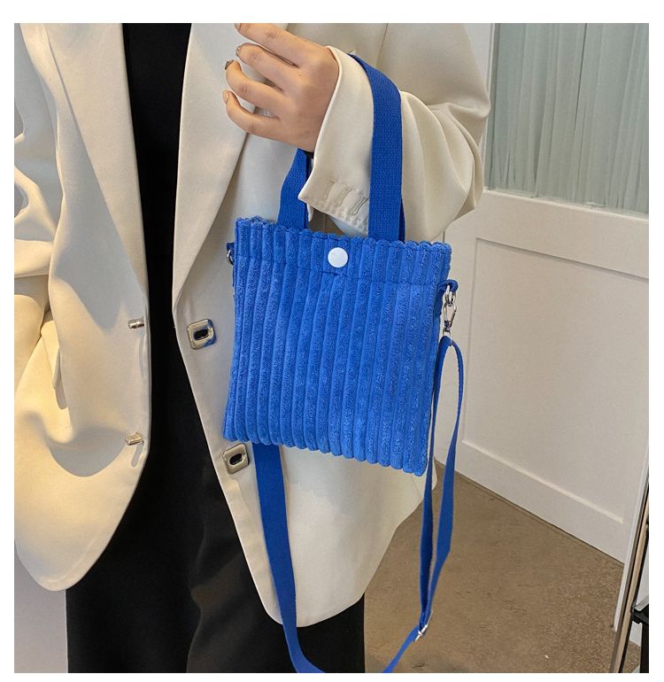 Mini Tote Donna Velluto a coste con cerniera Primavera Estate Nuova moda Borsa a tracolla singola Borsa a tracolla piccola_voghion.com