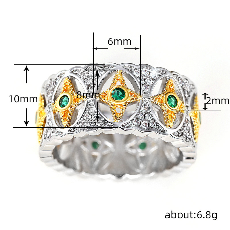 Cao Shi Palace Stijl Dubbele Kleur Franse Middeleeuwse Ster Maan Bloem Holle Kant Klassieke Ring_voghion.com