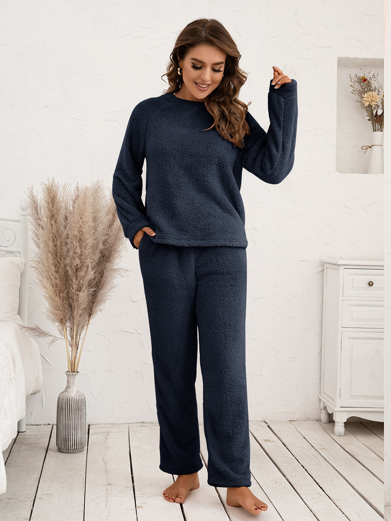 Women's solid color plus size thick winter clothing warm hooded pajamas outside the home wear_voghion.com