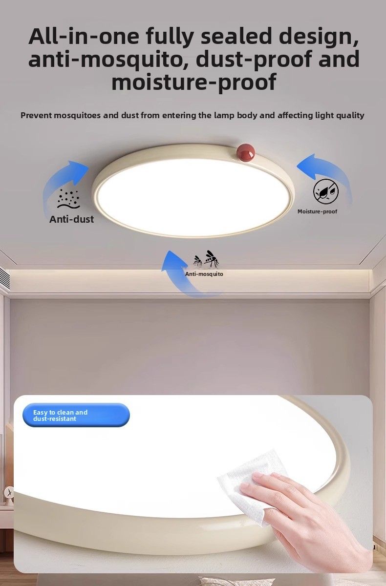 Lampada da soffitto per camera da letto color crema a spettro completo, protezione oculare ultrasottile per bambini, stile minimalista, piccola lampada a forma di fagiolo di latte_voghion.com